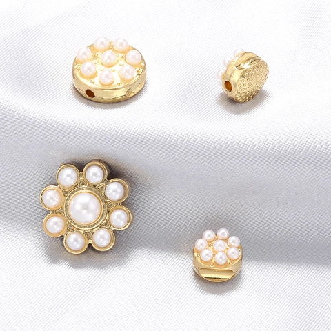 Perline Distanziatrici In Ottone Girasole Tondo Retro Con Künstliche Perle Finte Intarsiate Gioielli Eleganti Per Collana Bracciale Fai Da Te