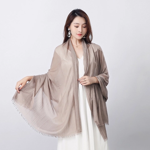 Women Solid Color Scarf Lightweight Breathable Shawl Cotton Linen Blend Sunscreen Wrap Beach Casual Fashion Accessory