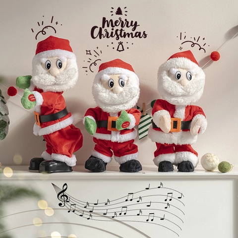 Animated Dancing Santa Claus Electric Plush Toy Singing Musical Christmas Decoration For Home Party Desktop Ornament