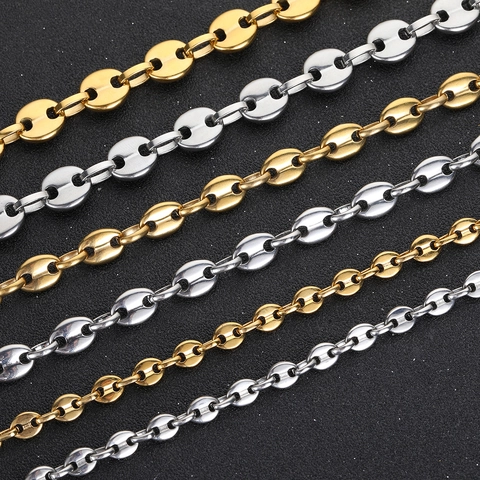 Collar Y Pulsera Con Cadena De Eslabones De Granos De Café Hip Hop Joyas De Acero Inoxidable Chapado En Oro De 18K Para Hombre Mujer
