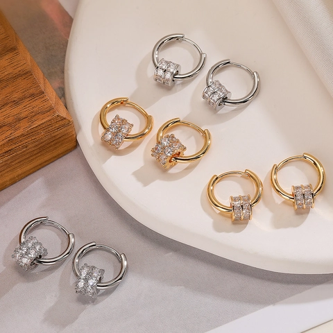 Modieuze Koperen Hoop Oorbellen Met Zirkoon Gelukskraal Hanger Verguld Elegante Sieraden Voor Dames