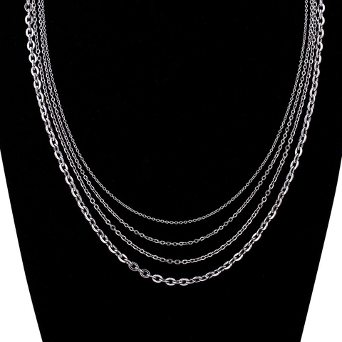 Minimalist Stainless Steel O-Chain Necklace Silver Color Cross Chain With Lobster Clasp For Men Women Jewelry Accessories