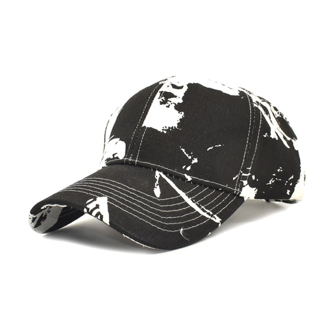 Cappello Da Baseball In Cotone Tie-Dye Stampa A Spruzzo Regolabile Tesa Curva Protezione Solare Traspirante Stile Graffiti Unisex