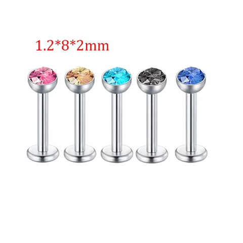 Stainless Steel Acrylic Rhinestone Labret Stud Piercing Jewelry For Lip Ear Nose Punk Fashion Unisex Body Jewelry