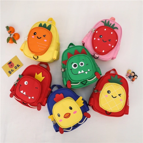 Kids Cartoon Backpack Cute Fruit Animal Toddler School Bag Canvas Anti-Lost For Boys Girls Preschool