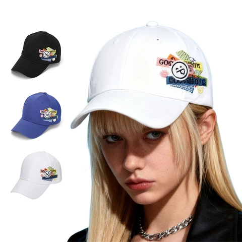 Stickerei Smile Face Baseball Cap Baumwolle Polyester Verstellbare Schnalle Sonnenschutz Streetwear Lässig Outdoor Hut