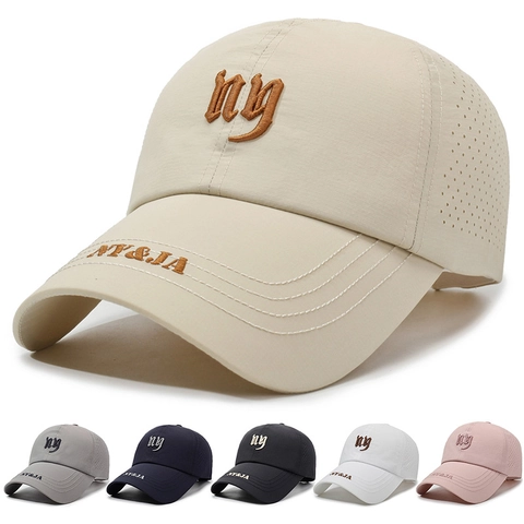 Baseball Cap Quick Dry Breathable Laser Punched Sun Hat Gothic Letter Embroidery Outdoor Sports Adjustable Unisex