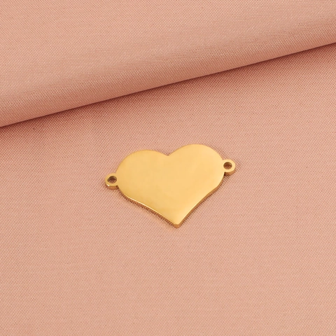 Conector Colgante Corazón Acero Inoxidable 304 Doble Agujeros Para DIY Joyería Pulsera Collar Accesorios