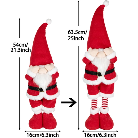 Weihnachtswichtel Weihnachtsmann Plüschpuppe Teleskopbeine Ausziehbar Hand Vor Augen Geste Rudolph Festliche Deko Ornament