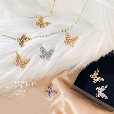 Schmetterling Anhänger Kupfer Zirkon Eingelegt Für DIY Halskette Armband Ohrring Schmuckherstellung