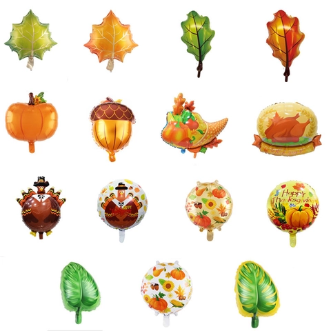 Palloncini In Foil Tacchino Zucca Foglia Acero Monstera Ringraziamento Decorazione Festa Raccolto Autunnale Ornamenti Metallici