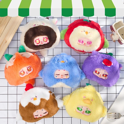 Pluche Kleine Monster Dier Fruit Rits Tas Hanger Blind Box Cartoon Pop Creatieve Decoratie Meisjes Verjaardag Cadeau
