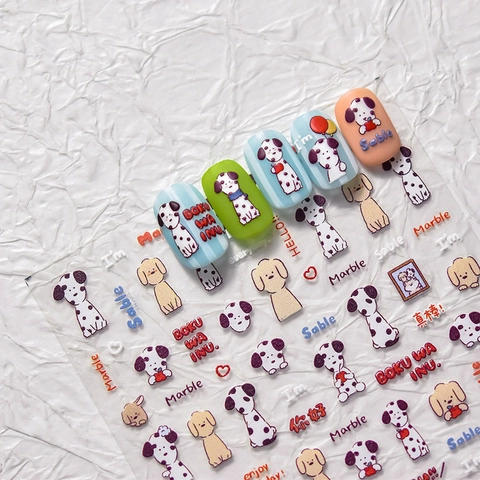 Adesivi Per Nail Art Cane Cartone Animato Motivo Animale Carino Autoadesivo Sottile Resistente Decorazione Manicure DIY