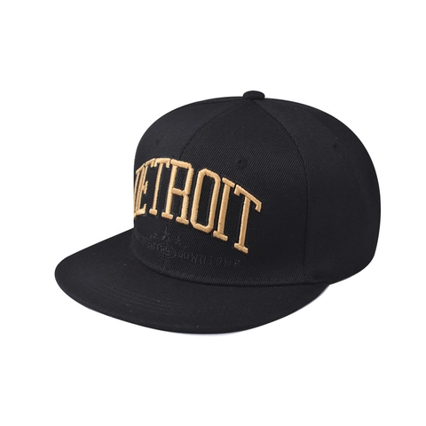 Gorra de Béisbol de Algodón con Bordado de Letras Detroit Ala Plana Hip Hop Snapback para Hombres Mujeres Streetwear Protección Solar Ajustable