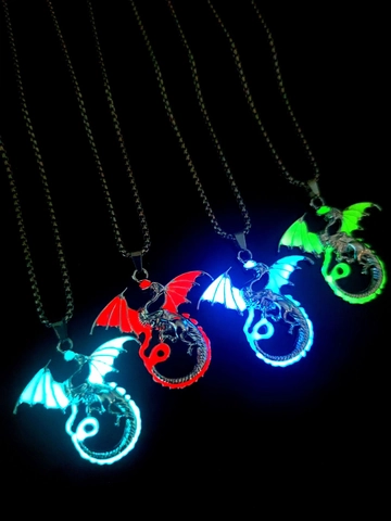 Collana Con Pendente A Forma Di Drago Lega Luminosa Si Illumina Al Buio Gioielli Hip Hop Punk Per Uomo Donna