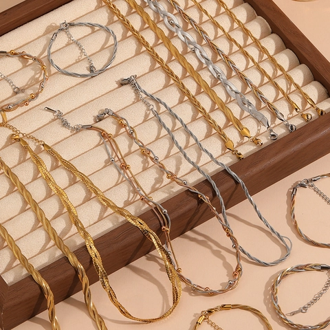 Gioielli A Catena Di Serpente Intrecciata A Più Fili In Acciaio Inossidabile Collana Braccialetto Cavigliera Moda Tendenza