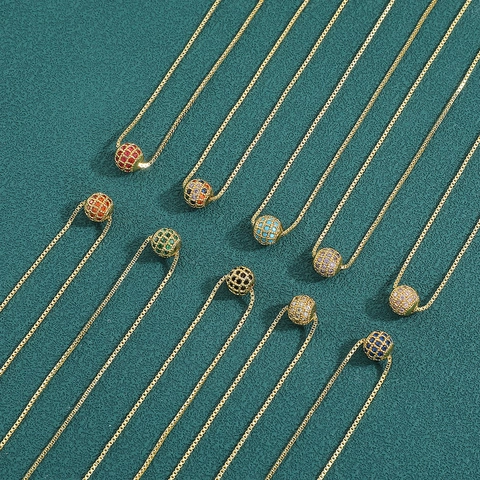 Lussuosa Collana con Ciondolo a Sfera in Rame e Zirconia Placcata in Oro Squisita Catena per Clavicola a Sfera Tonda da Donna Gioielli Eleganti