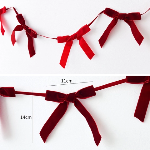 Navidad Terciopelo Lazo Pancarta Guirnalda Decoración Colgante Para Fiesta Boda Cumpleaños Adorno De Pared Suave Elegante Festivo