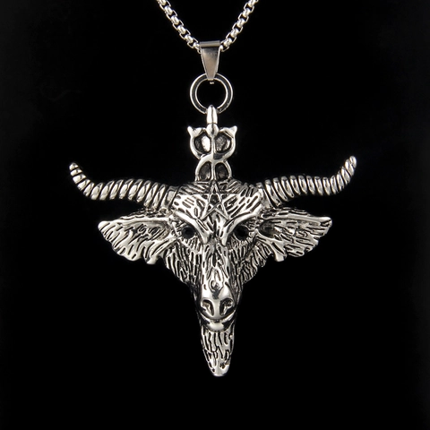 Gotische Baphomet Ziegenkopf Anhänger Halskette Mit Pentagramm Legierung Edelstahlkette Retro Hip Hop Schmuck Herren Damen
