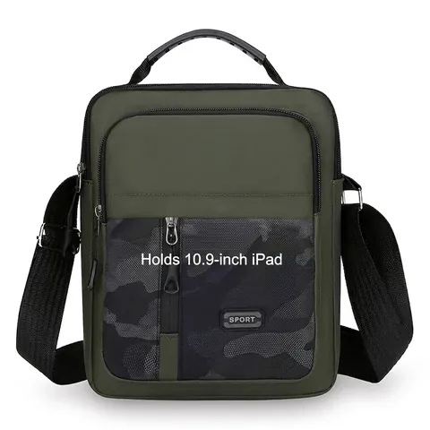 Borsa Tracolla Uomo Tessuto Oxford Impermeabile Patch Camouflage Multi Tasca Casual Sport Outdoor Messenger