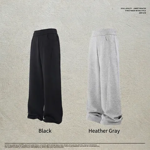 Pantalones De Chándal Para Hombre Mezcla De Algodón Pespuntes Corte Holgado Pierna Ancha Recta Casual Streetwear Otoño Invierno