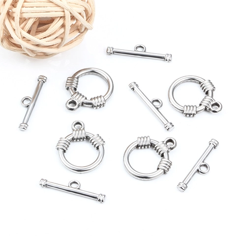Fermoir à Bascule OT en Acier Inoxydable Connecteurs Cercle Rond Barre en T Pour Bricolage Collier Bracelet Bijoux