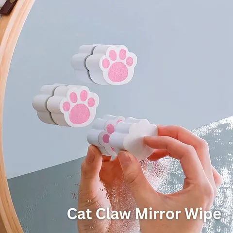 Spugna Pulizia Specchio Zampa Gatto Particelle Diamante PE Panno Disincrostante Per Rubinetto Vetro Bagno Riutilizzabile Autoadesivo