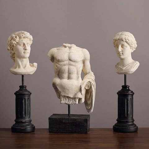Scultura Classica Di Busto Greco Romano Statua In Resina Ornamento D'arte Con Piedistallo Per Decorazione Domestica Da Scrivania Stile Nordico