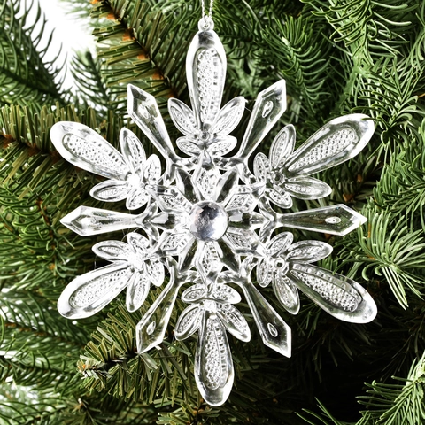 Adornos De Copos De Nieve De Navidad Acrílico Cristal Decoración Colgante Para Árbol Boda Fiesta Decoración Del Hogar