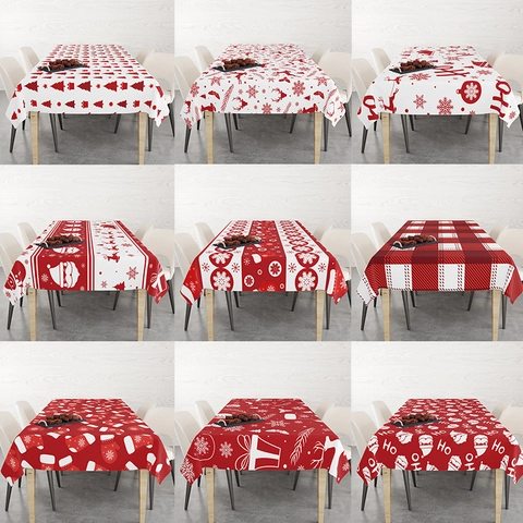Christmas Tablecloth Waterproof Cotton Linen Digital Printed Nordic Festive Holiday Dining Decor Dustproof Table Cover