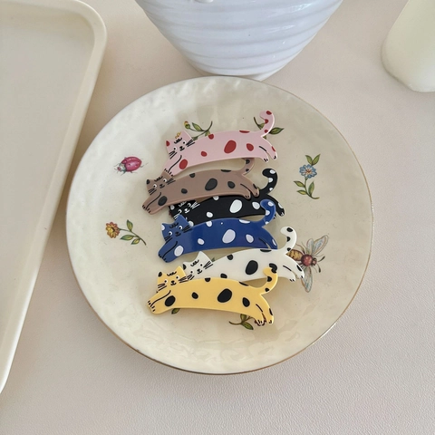 Pinzas Para El Cabello De Gato Lindo Acrílico Con Lunares Horquillas Kawaii Dibujos Animados Animales Para Mujeres Niñas