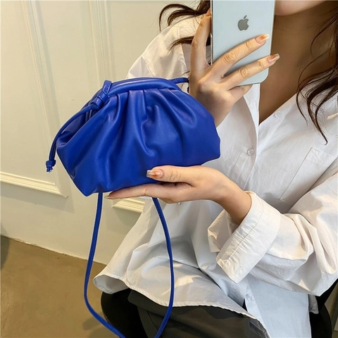 Ruched Dumpling Crossbody Bag Weiches PU Leder Cloud Pouch Mode Schulter Handtasche Minimalistisch Einfarbig Für Frauen