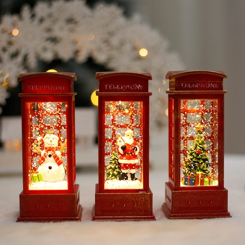 Lanterna Palla Di Neve Di Natale Luminosa Scintillante Lampada Ad Acqua Con Babbo Natale Pupazzo Di Neve Albero Decorativa