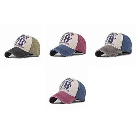 Cappellino Da Baseball In Cotone Lavato Vintage Cappello Con Visiera Distressed Patchwork Stampa Lettere California 78 Retro
