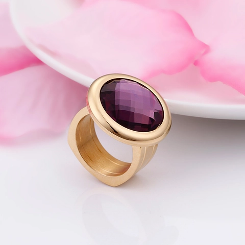 Anello Statement Acciaio Inossidabile Grande Cristallo Sfaccettato Perla Artificial Sintetica Fascia Larga Geometrica Gioielli Moda Donna