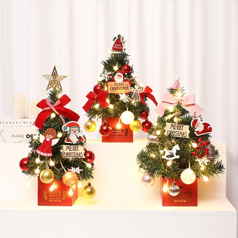 Mini Künstlicher Weihnachtsbaum Desktop Dekoration Mit LED Lichterkette PVC Ornamenten Für Zuhause Büro Festliche Tischdeko
