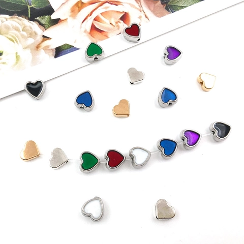 Cuentas Espaciadoras En Forma De Corazón Aleación De Zinc Esmalte Colorido Accesorios De Joyería DIY Para Pulsera Collar
