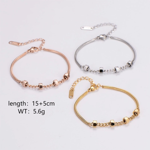 Bracciale A Maglie In Osso Di Serpente In Acciaio Inossidabile Con Perline A Dado Esagonale Gioielli In Stile Industriale Minimalista Per Donne