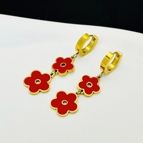 Orecchini Pendenti Quadrifoglio in Acciaio al Titanio Vintage Placcati Oro Accessori di Gioielleria Floreale Minimalista da Donna