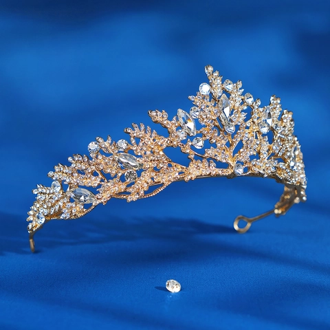 Corona Di Tiara Barocca Di Lusso Lega Rhinestone Cristallo Matrimonio Accessori Per Capelli Da Sposa Stile Retrò Per Donne