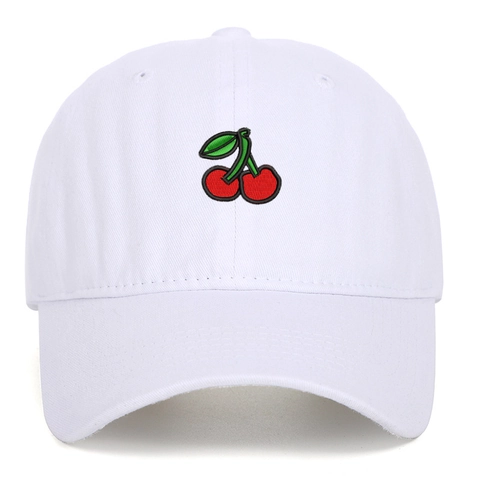Casquette De Baseball Coton Lavé Broderie Cerise Ajustable Rétro Dad Hat Vintage Chapeau Soleil Extérieur Unisexe
