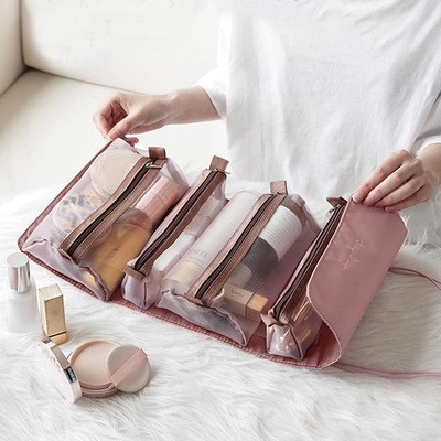 Trousse de Maquillage de Voyage Portable Organisateur de Articles de Toilette Suspendu Enroulable Imperméable Sac de Rangement Pour Femmes