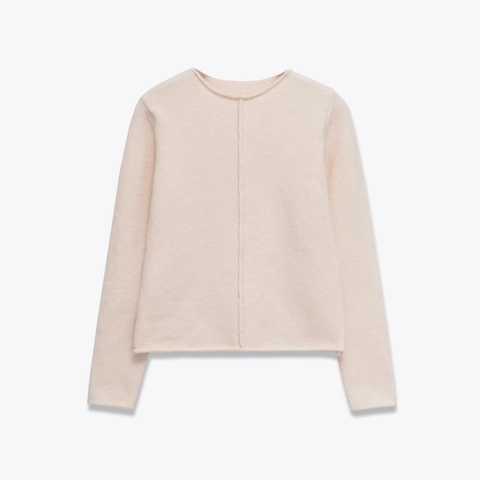 Maglione In Maglia A Maniche Lunga Da Donna Girocollo Tinta Unita Top Morbido Dettaglio Cucitura Verticale Bordo Arrotolato Casual