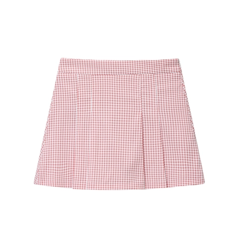 Damen Sommer Hohe Taille Karierter Hosenrock Casual Locker Gingham Gefaltete A-Linie Shorts Mit Innenfutter Rosa Weiß Karomuster Rockhose