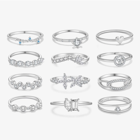 925 Sterling Silver Ring For Women Minimalist Geometric Rhinestone Artificial Pearl Ring Gold Silver Electroplated Jewelry Gift