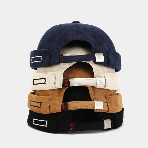 Docker Hat Brimless Vintage Suede Cap Adjustable Streetwear Retro Miki Beanie Style For Men Women