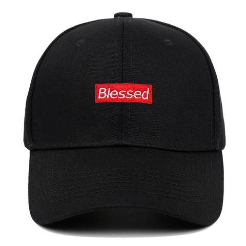 Blessed Stickerei Baseballkappe Baumwolle Twill Verstellbar Sonnenschutz Streetwear Lässiger Hip Hop Hut Für Herren Damen
