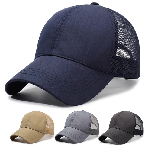 Breathable Mesh Baseball Cap Sun Protection Outdoor Sports Trucker Hat For Men Women Adjustable Metal Buckle Polyester