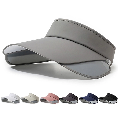Unisex Empty Top Sun Visor Hat Polyester Wide Brim UV Protection With Retractable Side Panels For Outdoor Sports Beach