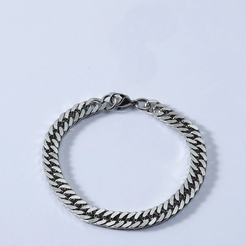 Collar Y Pulsera De Eslabones Cubanos De Acero Inoxidable Joyería Estilo Hip Hop Punk Unisex Color Plata